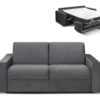Canapé 3 Places Convertible Express En Velours CALITO - Anthracite - Couchage 140 Cm - Matelas 16 Cm Avec Mousse à Mémoire De Forme DUNLOPILLO -Accueil-Canapé canape 490407