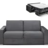 Canapé 3 Places Convertible Express En Velours CALITO - Anthracite - Couchage 140 Cm - Matelas 22 Cm Avec Mémoire De Forme DUNLOPILLO -Accueil-Canapé canape 490479