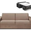 Canapé 4 Places Convertible Express En Velours CALITO - Beige - Couchage 160 Cm - Matelas 14 Cm Avec Mémoire De Forme DUNLOPILLO -Accueil-Canapé canape 490555