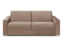 Canapé 4 Places Convertible Express En Velours CALITO - Beige - Couchage 160 Cm - Matelas 14 Cm Avec Mémoire De Forme DUNLOPILLO -Accueil-Canapé canape 490557
