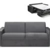 Canapé 4 Places Convertible Express En Velours CALITO -Anthracite - Couchage 160 Cm - Matelas 16 Cm Avec Mousse à Mémoire De Forme DUNLOPILLO -Accueil-Canapé canape 490607