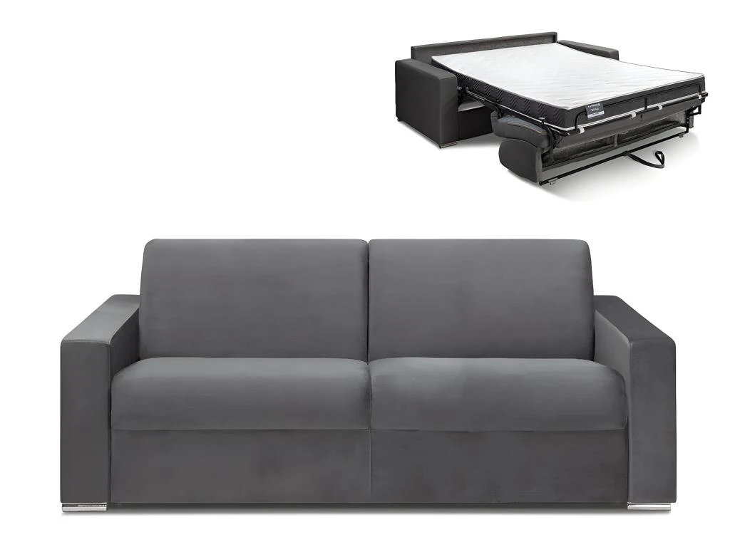 Canapé 4 Places Convertible Express En Velours CALITO -Anthracite - Couchage 160 Cm - Matelas 16 Cm Avec Mousse à Mémoire De Forme DUNLOPILLO 3 Canapé 4 Places Convertible Express En Velours CALITO -Anthracite - Couchage 160 Cm - Matelas 16 Cm Avec Mousse à Mémoire De Forme DUNLOPILLO