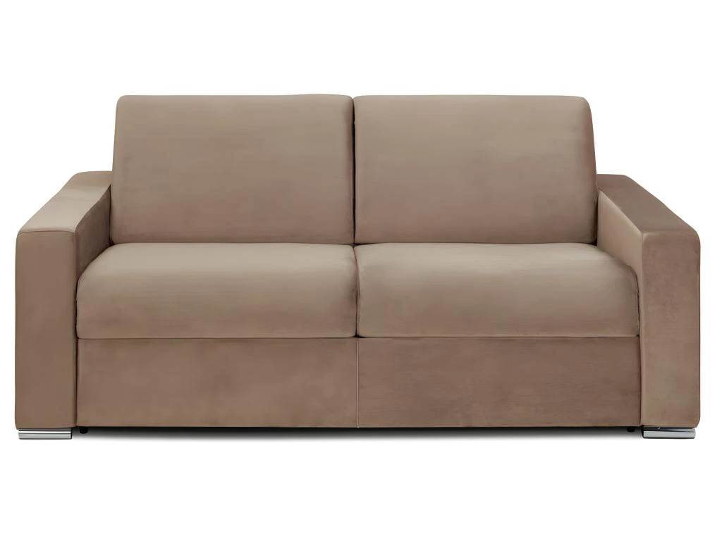 Canapé 2 Places Convertible Express En Velours CALITO - Beige - Couchage Lattes Larges 120 Cm - Matelas 16 Cm Avec Mousse à Mémoire De Forme DUNLOPILLO 6 Canapé 2 Places Convertible Express En Velours CALITO - Beige - Couchage Lattes Larges 120 Cm - Matelas 16 Cm Avec Mousse à Mémoire De Forme DUNLOPILLO – Image 4