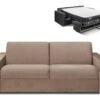 Canapé 4 Places Convertible Express En Velours CALITO - Beige - Couchage 160 Cm - Matelas 22 Cm Avec Mémoire De Forme DUNLOPILLO -Accueil-Canapé canape 490697