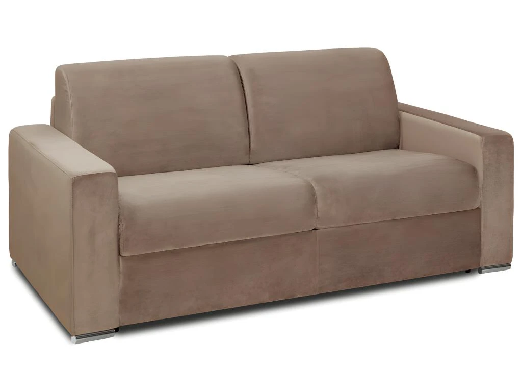 Canapé 3 Places Convertible Express En Velours CALITO - Beige - Couchage Lattes Larges 140 Cm - Matelas 14 Cm Avec Mémoire De Forme DUNLOPILLO 7 Canapé 3 Places Convertible Express En Velours CALITO - Beige - Couchage Lattes Larges 140 Cm - Matelas 14 Cm Avec Mémoire De Forme DUNLOPILLO – Image 5