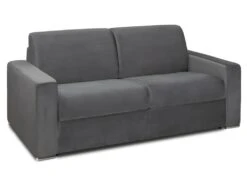 Canapé 3 Places Convertible Express En Velours CALITO - Anthracite - Couchage Lattes Larges 140 Cm - Matelas 18 Cm Avec Mémoire De Forme DUNLOPILLO -Accueil-Canapé canape 490903