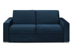 Canapé 3 Places Convertible Express En Velours CALITO - Bleu Nuit - Couchage Lattes Larges 140 Cm - Matelas 18 Cm Avec Mémoire De Forme DUNLOPILLO -Accueil-Canapé canape 490947