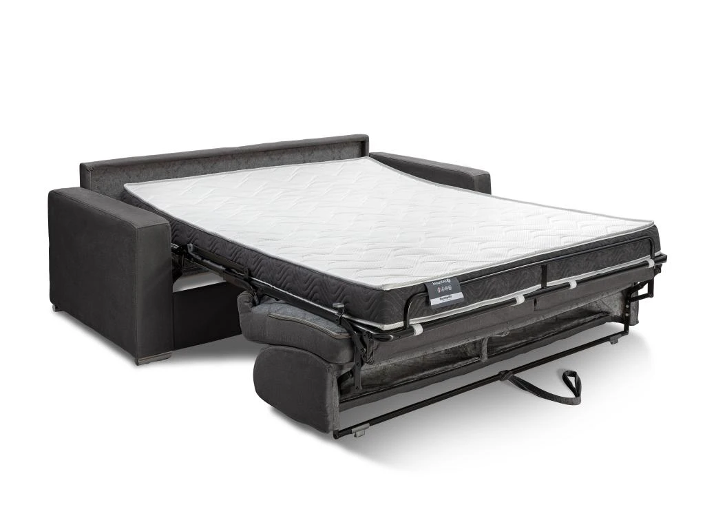 Canapé 4 Places Convertible Express En Velours CALITO - Anthracite - Couchage Lattes Larges 160 Cm - Matelas 14 Cm Avec Mémoire De Forme DUNLOPILLO 4 Canapé 4 Places Convertible Express En Velours CALITO - Anthracite - Couchage Lattes Larges 160 Cm - Matelas 14 Cm Avec Mémoire De Forme DUNLOPILLO – Image 2
