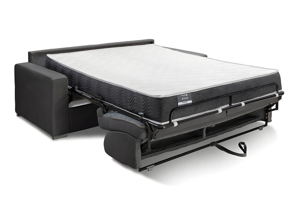 Canapé 4 Places Convertible Express En Tissu CALITO - Anthracite - Couchage 160 Cm - Matelas 22 Cm Avec Mémoire De Forme DUNLOPILLO 4 Canapé 4 Places Convertible Express En Tissu CALITO - Anthracite - Couchage 160 Cm - Matelas 22 Cm Avec Mémoire De Forme DUNLOPILLO – Image 2