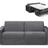 Canapé 4 Places Convertible Express En Velours CALITO - Anthracite - Couchage Lattes Larges 160 Cm - Matelas 14 Cm Avec Mémoire De Forme DUNLOPILLO