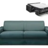 Canapé 4 Places Convertible Express En Tissu CALITO - Bleu - Couchage 160 Cm - Matelas 22 Cm Avec Mémoire De Forme DUNLOPILLO -Accueil-Canapé canape 491055