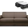 Canapé 4 Places Convertible Express En Tissu CALITO - Marron - Couchage 160 Cm - Matelas 22 Cm Avec Mémoire De Forme DUNLOPILLO