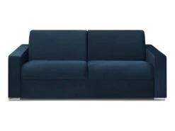Canapé 4 Places Convertible Express En Velours CALITO - Bleu Nuit - Couchage Lattes Larges 160 Cm - Matelas 16 Cm Avec Mousse à Mémoire De Forme DUNLOPILLO -Accueil-Canapé canape 491109