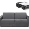 Canapé 4 Places Convertible Express En Velours CALITO - Anthracite - Couchage Lattes Larges 160 Cm - Matelas 18 Cm Avec Mémoire De Forme DUNLOPILLO