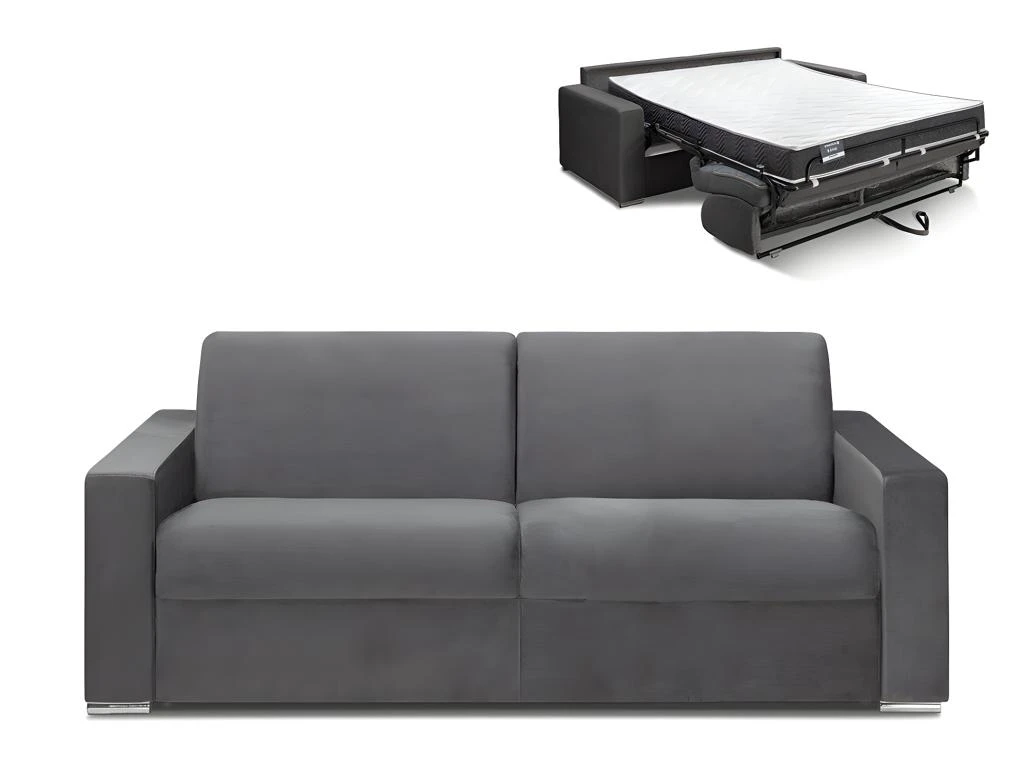 Canapé 4 Places Convertible Express En Velours CALITO - Anthracite - Couchage Lattes Larges 160 Cm - Matelas 18 Cm Avec Mémoire De Forme DUNLOPILLO 3 Canapé 4 Places Convertible Express En Velours CALITO - Anthracite - Couchage Lattes Larges 160 Cm - Matelas 18 Cm Avec Mémoire De Forme DUNLOPILLO