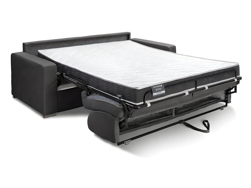 Canapé 2 Places Convertible Express En Velours CALITO - Beige - Couchage Lattes Larges 120 Cm - Matelas 16 Cm Avec Mousse à Mémoire De Forme DUNLOPILLO 4 Canapé 2 Places Convertible Express En Velours CALITO - Beige - Couchage Lattes Larges 120 Cm - Matelas 16 Cm Avec Mousse à Mémoire De Forme DUNLOPILLO – Image 2