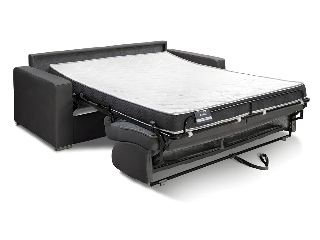 Canapé 3 Places Convertible Express En Velours CALITO - Beige - Couchage Lattes Larges 140 Cm - Matelas 14 Cm Avec Mémoire De Forme DUNLOPILLO 4 Canapé 3 Places Convertible Express En Velours CALITO - Beige - Couchage Lattes Larges 140 Cm - Matelas 14 Cm Avec Mémoire De Forme DUNLOPILLO – Image 2