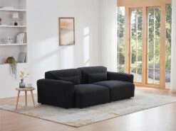 Canapé 3 Places En Tissu Sherpa Effet Peau De Mouton Noir MAGALI