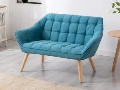 Canapé 2 Places En Tissu Bleu CASERTA -Accueil-Canapé canape 492087