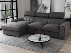 Canapé D'angle Gauche Convertible En Tissu Gris Anthracite LARICA De PASCAL MORABITO -Accueil-Canapé canape 492801