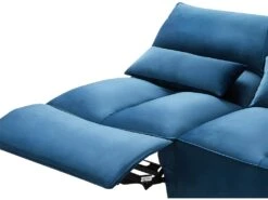 Canapé D'angle Relax électrique Modulable En Velours Bleu Canard JUDIE -Accueil-Canapé canape 496607