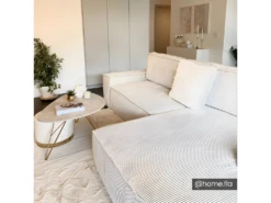 Canapé D'angle Convertible En Velours Côtelé Beige AMELIA De Pascal Morabito - Angle Droit -Accueil-Canapé canape 4966771