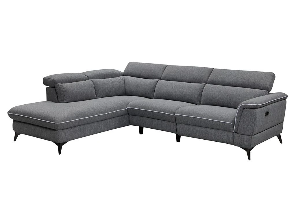 Canapé D'angle Gauche Relax électrique En Tissu Gris COPOLI 4 Canapé D'angle Gauche Relax électrique En Tissu Gris COPOLI – Image 2