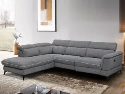 Canapé D'angle Gauche Relax électrique En Tissu Gris COPOLI