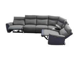 Canapé D'angle Réversible Relax électrique En Tissu Gris Clair Et Anthracite DAMON -Accueil-Canapé canape 497999