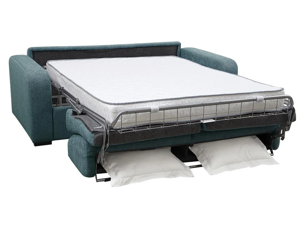 Canapé 3 Places Convertible Express En Tissu Bleu - Matelas 18cm - Couchage 140cm - BEVIS 5 Canapé 3 Places Convertible Express En Tissu Bleu - Matelas 18cm - Couchage 140cm - BEVIS – Image 3