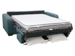 Canapé 3 Places Convertible Express En Tissu Bleu - Matelas 14cm - Couchage 140cm - BEVIS -Accueil-Canapé canape 501175
