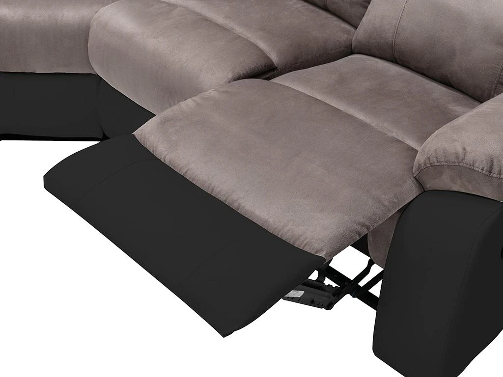 Canapé D'angle Relax Gris Et Noir En Microfibre Et Simili TOLZANO 11 Canapé D'angle Relax Gris Et Noir En Microfibre Et Simili TOLZANO – Image 9