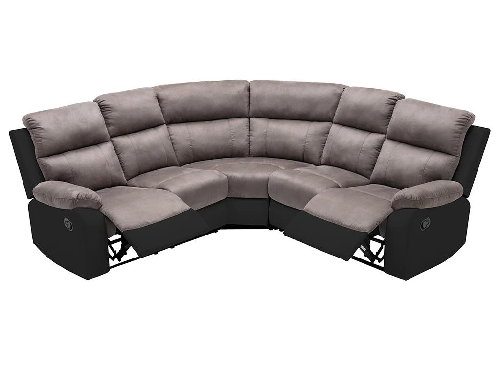 Canapé D'angle Relax Gris Et Noir En Microfibre Et Simili TOLZANO 10 Canapé D'angle Relax Gris Et Noir En Microfibre Et Simili TOLZANO – Image 8