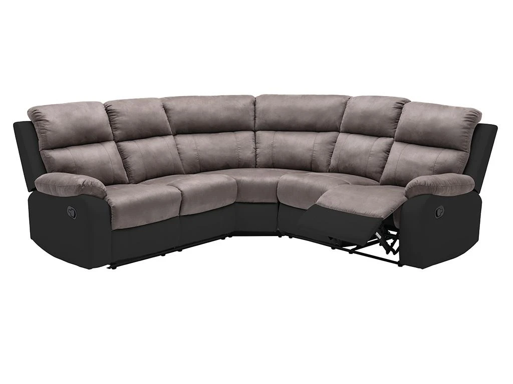 Canapé D'angle Relax Gris Et Noir En Microfibre Et Simili TOLZANO 8 Canapé D'angle Relax Gris Et Noir En Microfibre Et Simili TOLZANO – Image 6