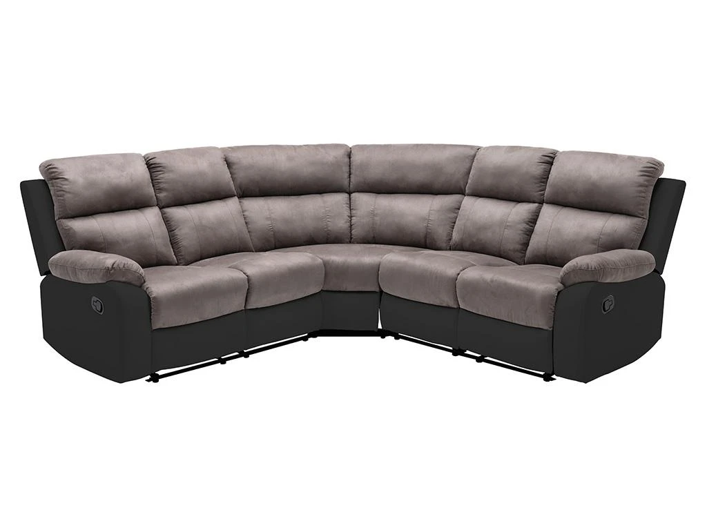 Canapé D'angle Relax Gris Et Noir En Microfibre Et Simili TOLZANO 4 Canapé D'angle Relax Gris Et Noir En Microfibre Et Simili TOLZANO – Image 2
