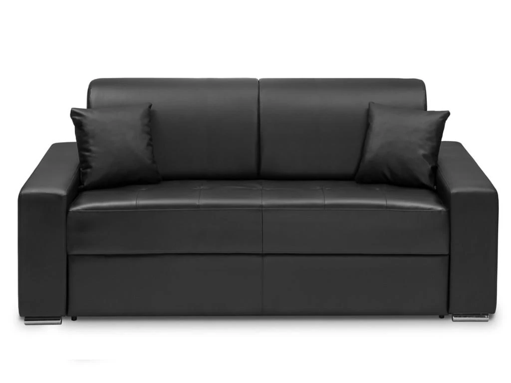 Canapé 3 Places Convertible Express En Simili EMIR - Noir - Couchage à Lattes Larges 140 Cm - Matelas 14 Cm 4 Canapé 3 Places Convertible Express En Simili EMIR - Noir - Couchage à Lattes Larges 140 Cm - Matelas 14 Cm – Image 2