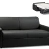 Canapé 3 Places Convertible Express En Simili CALIFE - Noir - Couchage à Lattes Larges 140 Cm - Matelas 18 Cm -Accueil-Canapé canape 503367