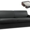 Canapé 4 Places Convertible Express En Simili CALIFE - Noir - Couchage à Lattes Larges 160 Cm - Matelas 14 Cm