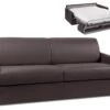 Canapé 4 Places Convertible Express En Simili CALIFE - Marron - Couchage à Lattes Larges 160 Cm - Matelas 18 Cm