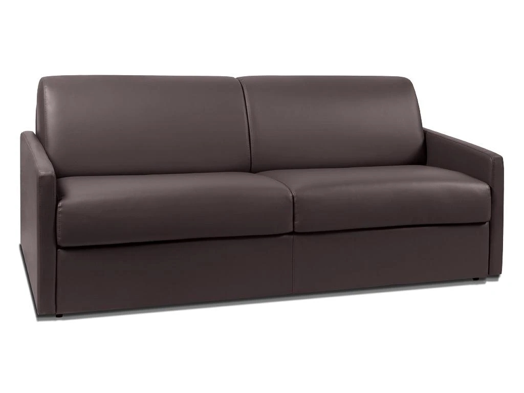 Canapé 4 Places Convertible Express En Simili CALIFE - Marron - Couchage à Lattes Larges 160 Cm - Matelas 18 Cm 4 Canapé 4 Places Convertible Express En Simili CALIFE - Marron - Couchage à Lattes Larges 160 Cm - Matelas 18 Cm – Image 2