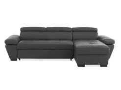 Canapé D'angle Convertible En Cuir JONOVA - Anthracite - Angle Droit -Accueil-Canapé canape 503485