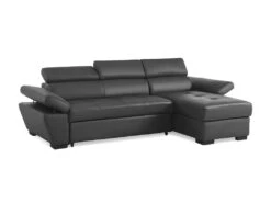 Canapé D'angle Convertible En Cuir JONOVA - Anthracite - Angle Droit -Accueil-Canapé canape 503487