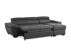 Canapé D'angle Convertible En Cuir JONOVA - Anthracite - Angle Droit -Accueil-Canapé canape 503491