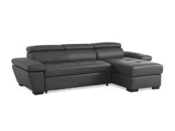 Canapé D'angle Convertible En Cuir JONOVA - Anthracite - Angle Droit -Accueil-Canapé canape 503493