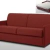 Canapé 3 Places Convertible Express En Tissu CALIFE - Rouge - Couchage à Lattes Larges 140 Cm - Matelas 14 Cm -Accueil-Canapé canape 503535