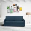 Canapé 3 Places Convertible Express En Tissu CALIFE - Bleu Foncé - Couchage à Lattes Larges 140 Cm - Matelas 14 Cm -Accueil-Canapé canape 503583