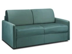Canapé 3 Places Convertible Express En Velours CALIFE - Vert Menthe - Couchage à Lattes Larges 140 Cm - Matelas 18 Cm