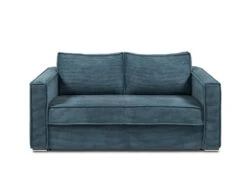 Canapé 3 Places Convertible Express En Velours Côtelé Bleu - Couchage 140 Cm - Matelas 14 Cm LORETO -Accueil-Canapé canape 506411