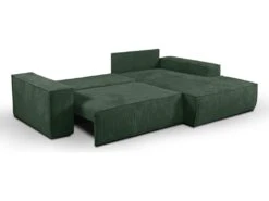 Canapé D'angle Convertible En Velours Côtelé Vert AMELIA De Pascal Morabito - Angle Droit -Accueil-Canapé canape 508753