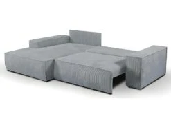Canapé D'angle Convertible En Velours Côtelé Gris Clair AMELIA De Pascal Morabito - Angle Gauche -Accueil-Canapé canape 508775